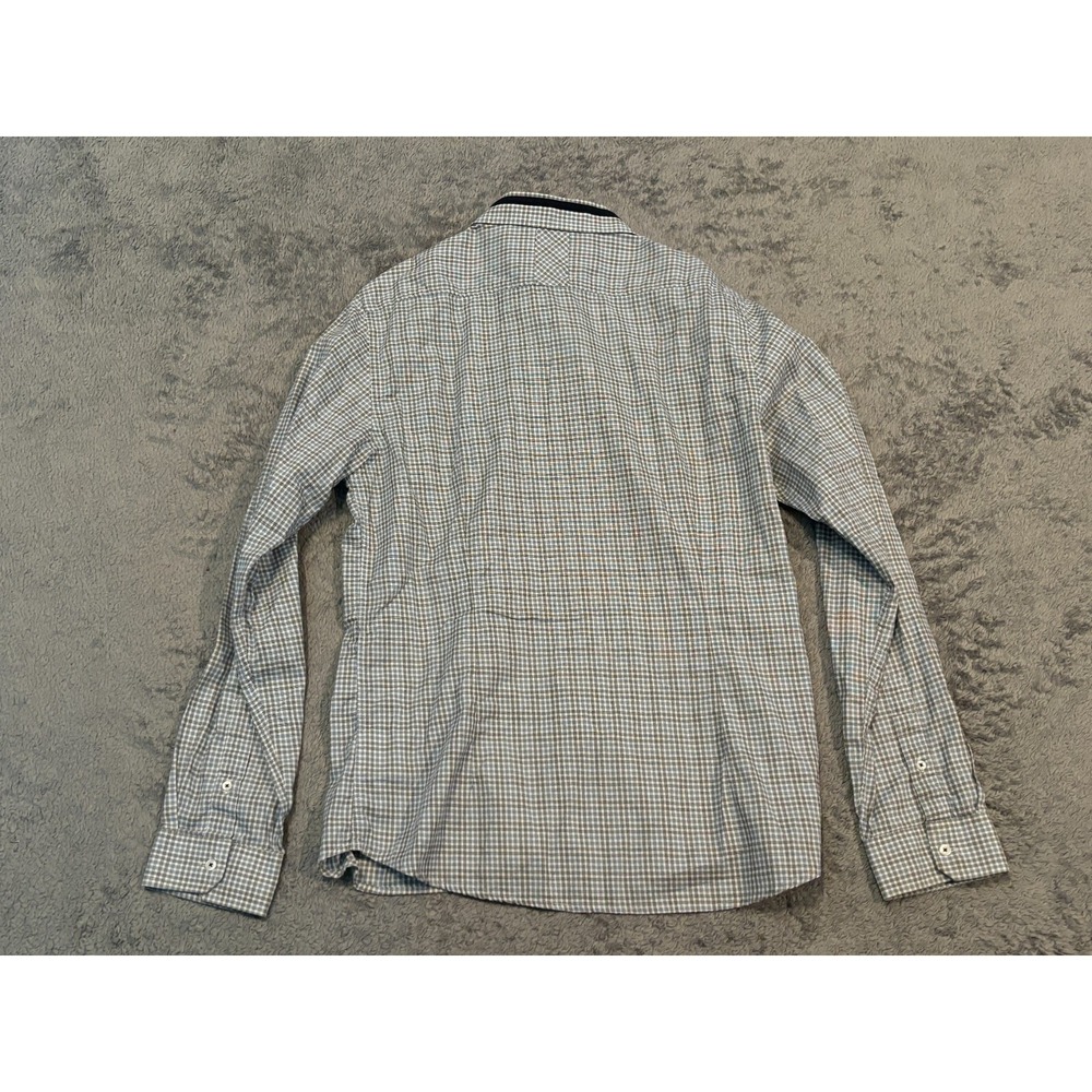 Guess Shirt Mens Large Blue Gray Long Sleeve Button Up Gingham Check Casual - Picture 5 of 5